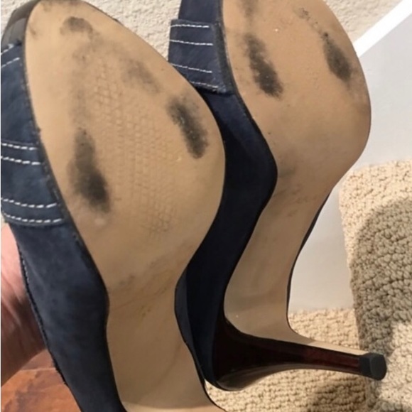 Zara Blue Suede Peep Toe Heels size 7 - Picture 12 of 12